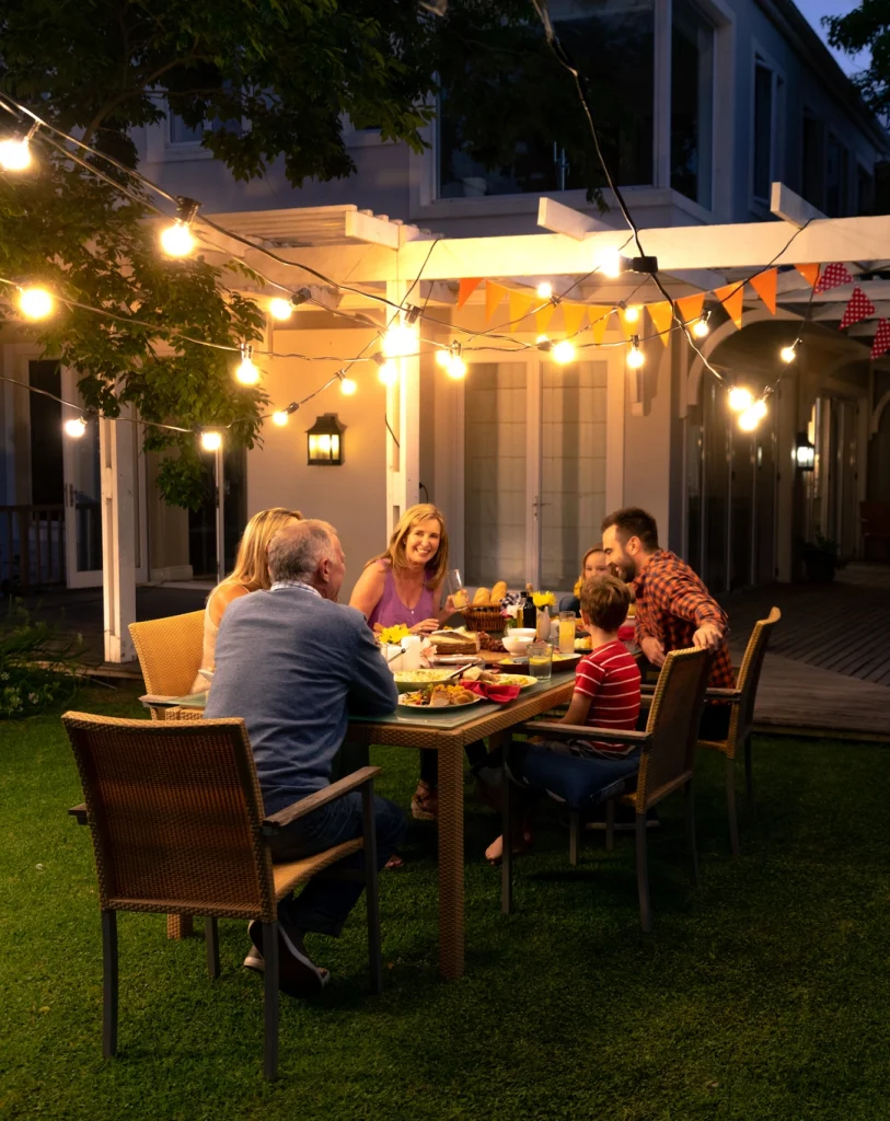 Family enjoys patio